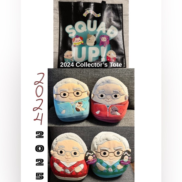 2024 & 2025 10” Warren Buffett & Charlie Munger Squishmallows with Tote bag